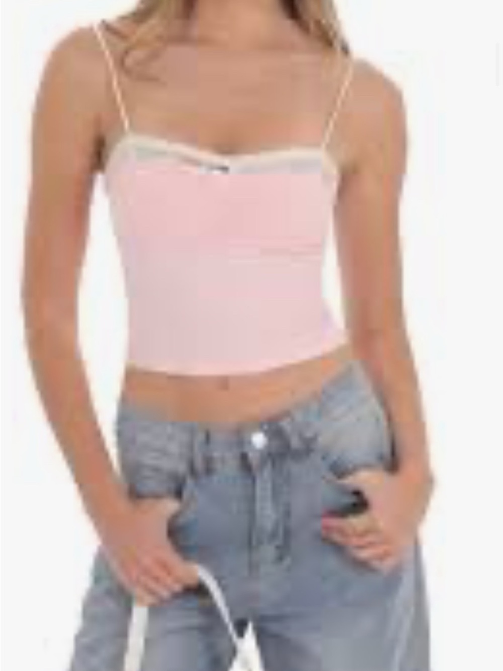 Lucy in the Sky Lace Trim Crop Top in pink